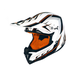Casco Cross - TX696 - DEFCON 5 - NO END - BLANCO / NARANJA