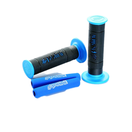 Poignées de guidon + Mousse Couvre Levier - POLINI Bicolor Big Evolution Noir / Bleu