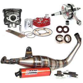 Pack Moteur & Pot 75cc DERBI E3 E4 - Kit MVT IRON MAX + Pot S-Race