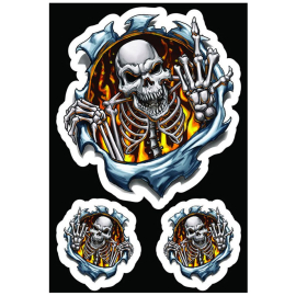 Adhesivo - LETHAL THREAT - FINGER SKULL - 7.5 x 14cm