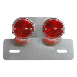 Feu arrière / support de plaque - Replay Alu Rouge à 2 ampoules
