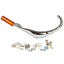 Pot Passage Bas AM6 Derbi Senda 50 / 88cc - Streetrace Chromé CNC Orange Stage6