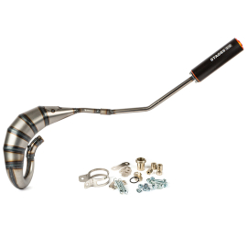 Pot Passage Haut Gauche Derbi Senda E3 E4 70 / 90cc - Streetrace CNC Noir / Orange Stage6
