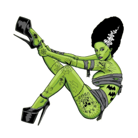Autocollant / Sticker - LETHAL THREAT Mini Bride Of Frankenstien 6 x 8cm