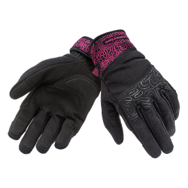 Guantes Moto - Tucano Lady Miky Graphic (Mujer) Primavera - Verano Negro - Fucsia