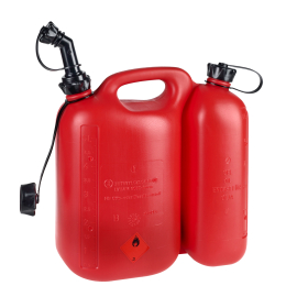 Jerrycan / Bidon Essence 5L + 3L Rouge Double Compartiment avec bec rigide - Pressol
