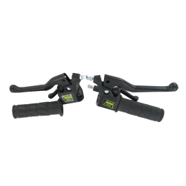 Kit Poignée Gaz / Frein avant / arrière MBK Motobecane - Levier métal Noir