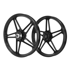 Roue Avant + Arrière 17p Peugeot 103 MVL / Vogue - Type Bernardi Argent / Blanc / Noir / Rouge/Chromé