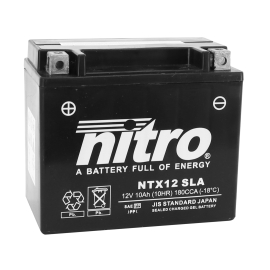 Batterie 12V 10 Ah NTX12 SLA / YTX12-BS - Nitro Prêt à l'emploi / Sans entretien +G