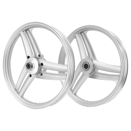 Roue Avant + Arrière 17p Peugeot 103 SP MVL - Type Grimeca Argent / Blanc / Noir / Rouge