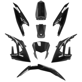 Kit Carénages Derbi Senda X-Treme Gilera RCR SMT Aprilia SX à partir de 2018 - 8 pièces Noir Brillant