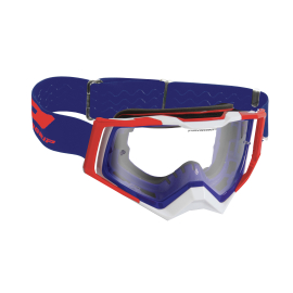 Masque / Lunettes Cross - PROGRIP 3309 TR Rapid Bleu / Rouge / Blanc Ecran transparent