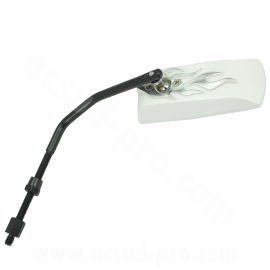 Rétroviseur Flaming réversible M8 blanc chrome tige longue