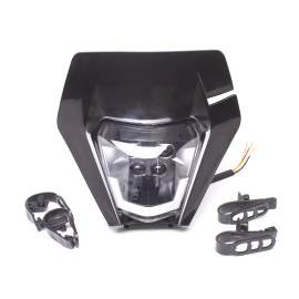 Placa de faro LED tipo KTM negra