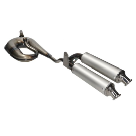 Pot echappement serpentin aluminium double sortie cyclomoteur