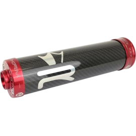 Silencieux 50cc KRM alu Carbone anodisé Rouge D60mm passage à droite