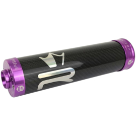Silencieux 50cc KRM alu Carbone anodisé Violet D60mm passage à droite